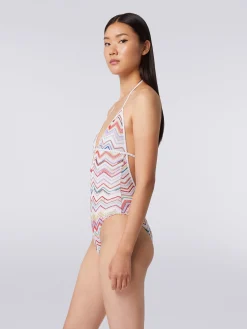 Maillot de bain une pièce en crochet à zig zag avec lurex
