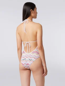 Maillot de bain une pièce en crochet à zig zag avec lurex