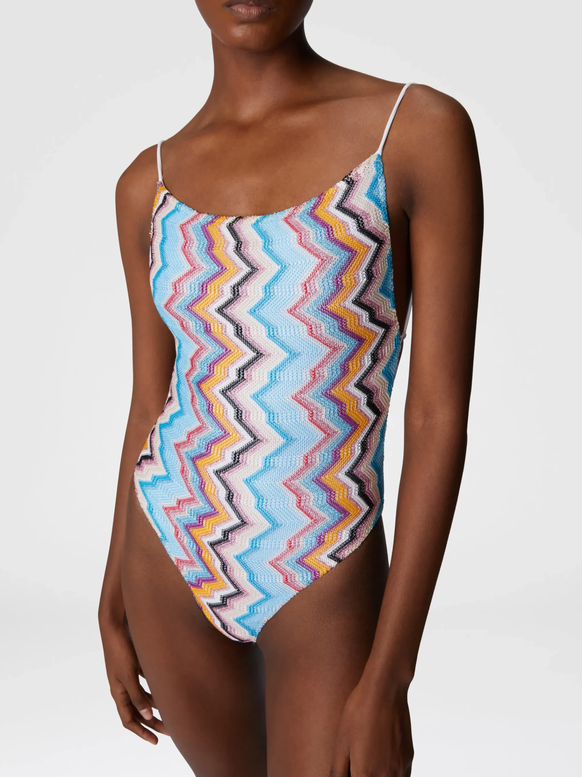 Maillot de bain une pièce sportif avec motif zigzag