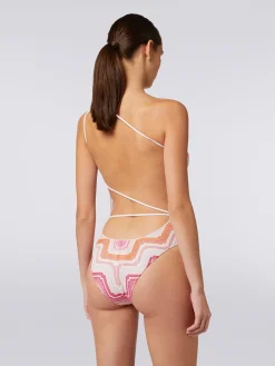 Maillot de bain une pièce une épaule en crochet à chevrons avec lurex