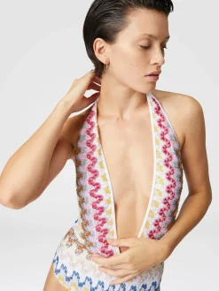 Maillot de bain une pièce en dentelle de viscose lamée