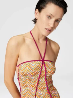 Maillot de bain une pièce réversible avec imprimé et passepoil contrasté