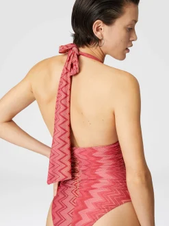 Maillot de bain une pièce en nylon zigzag lamé stretch