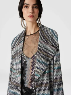 Manteau long avec application de paillettes