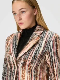 Manteau rayé en mélange de laine, mohair et alpaga