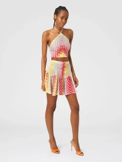 Mini-jupe à volants à effet dentelle dégradé