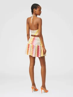 Mini-jupe à volants à effet dentelle dégradé