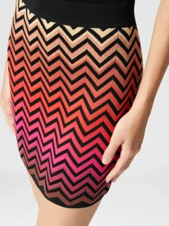 Minijupe dégradée en coton et viscose à chevrons