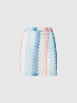 Mini-jupe paréo en viscose mélangée lamé Zig zag