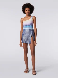 Mini-jupe style portefeuille à effet dentelle et finition brillante