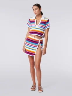 Mini-jupe style portefeuille en éponge à imprimé zig zag