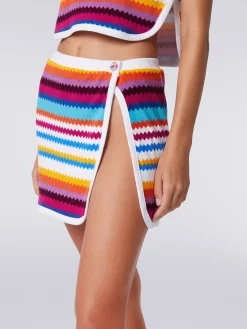 Mini-jupe style portefeuille en éponge à imprimé zig zag