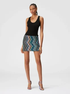 Minijupe zigzag en laine et coton