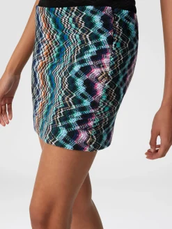 Minijupe zigzag en laine et coton