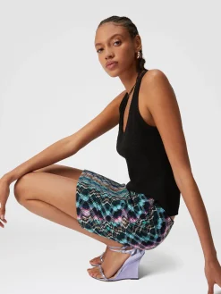 Minijupe zigzag en laine et coton