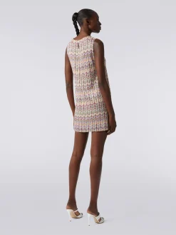 Mini-robe sans manches à zig-zag avec paillettes