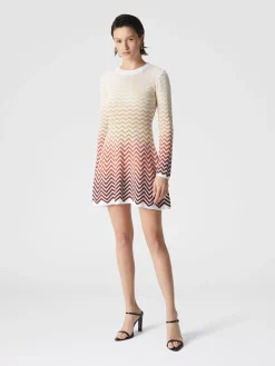 Mini-robe évasée à motif chevron dégradé