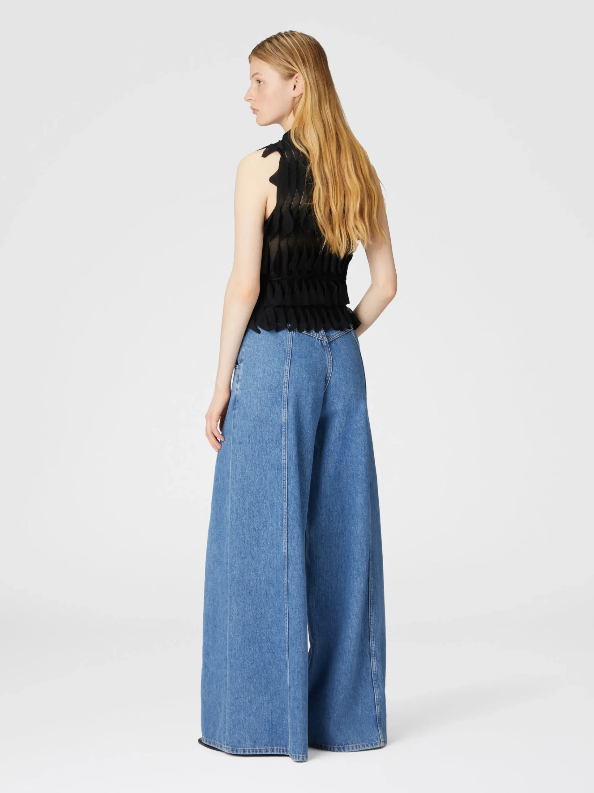 Pantalon à jambe large en denim