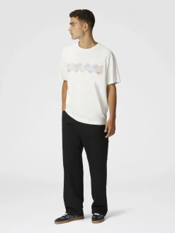 Pantalon cargo en denim avec empiècements en tricot à chevrons