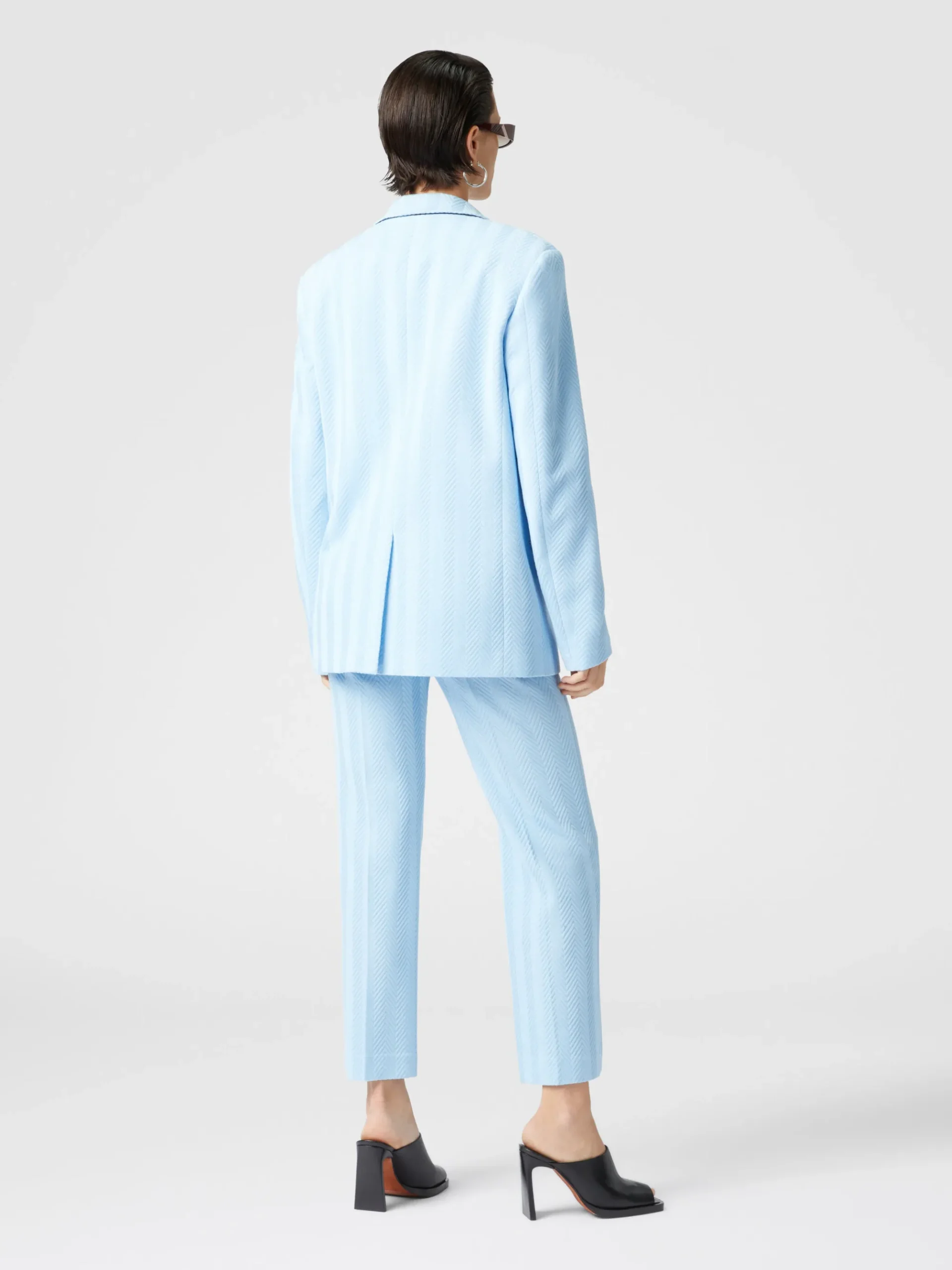 Pantalon classique en coton et viscose zigzag avec ourlet court
