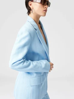 Pantalon classique en coton et viscose zigzag avec ourlet court