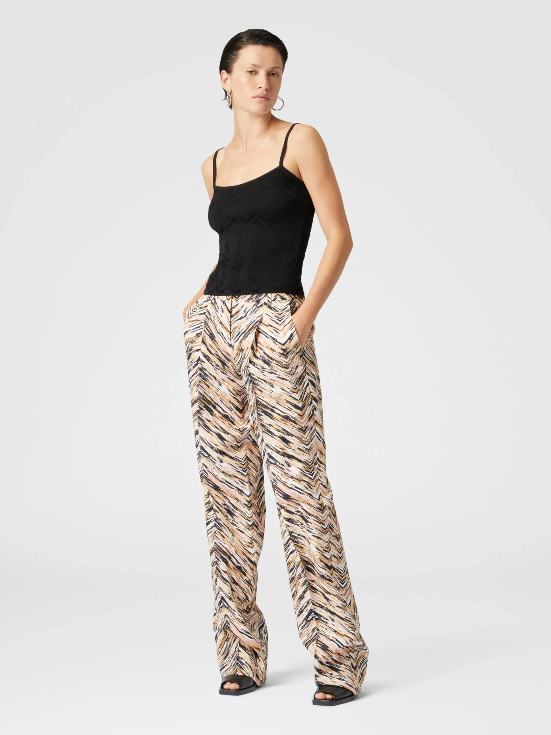 Pantalon classique en coton zigzag à imprimé animalier