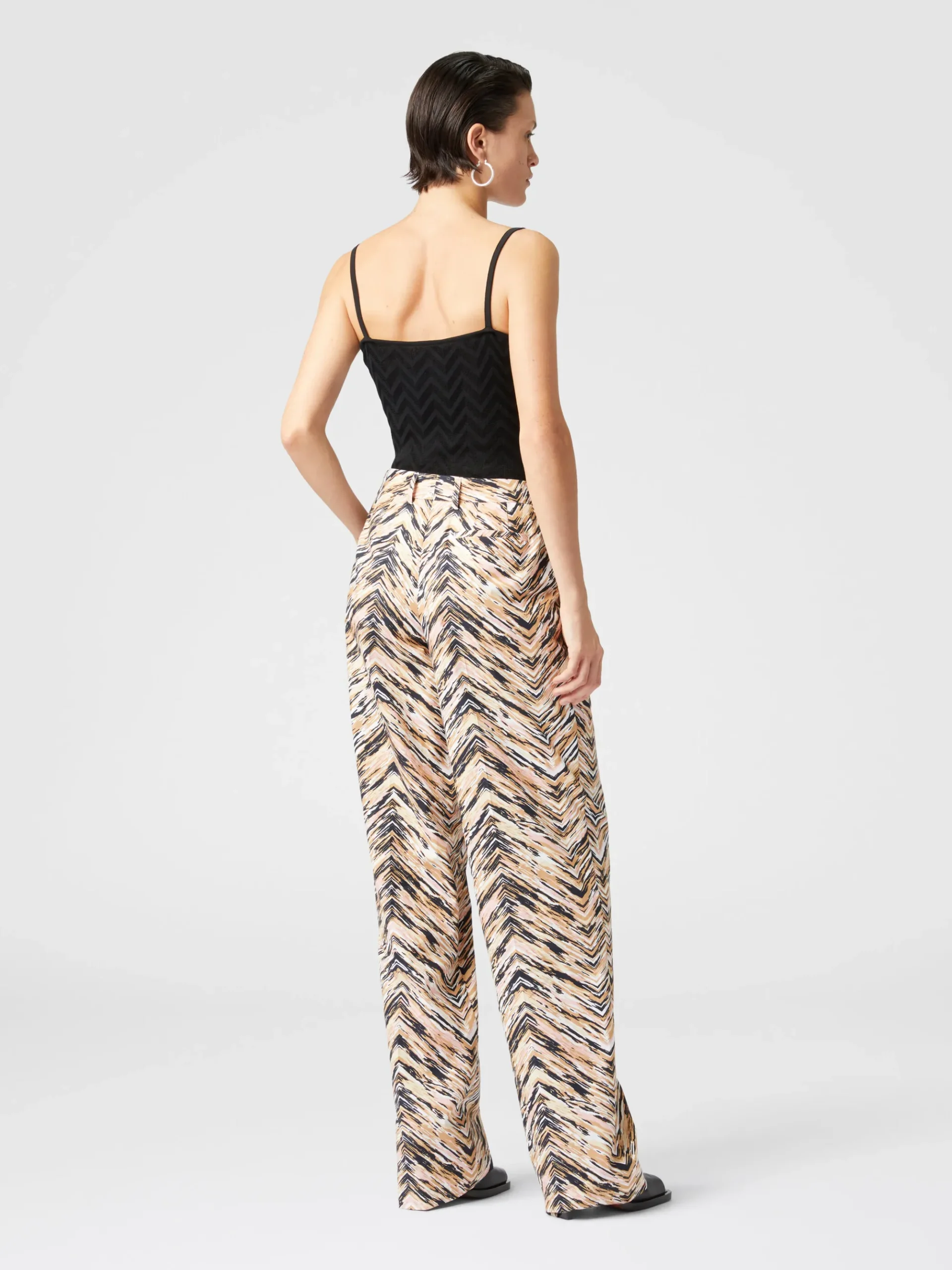 Pantalon classique en coton zigzag à imprimé animalier