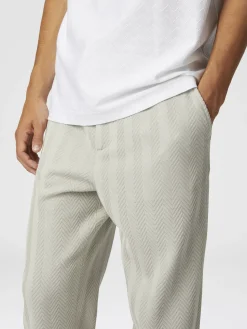 Pantalon classique en coton et viscose à zig zag