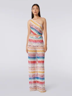 Pantalon de plage à motif ondulé avec lurex