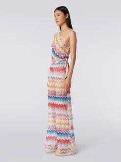 Pantalon de plage à motif ondulé avec lurex