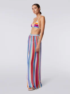 Pantalon de plage en coton et soie à zig zag