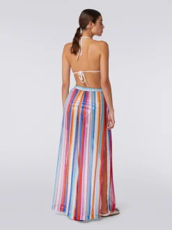 Pantalon de plage en coton et soie à zig zag