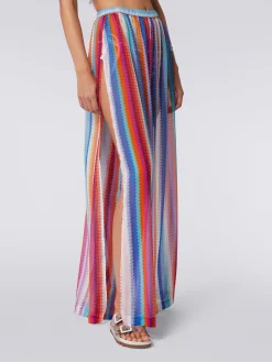 Pantalon de plage en coton et soie à zig zag