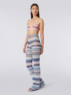 Pantalon de plage en crochet à zig zag avec lurex