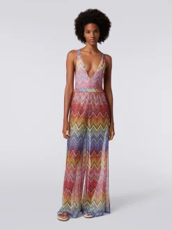 Pantalon de plage en tissu à imprimé à zig zag