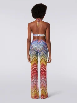 Pantalon de plage en tulle à imprimé zig zag