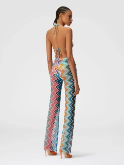 Pantalon de plage en tulle à imprimé zig-zag