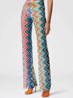 Pantalon de plage en tulle à imprimé zig-zag