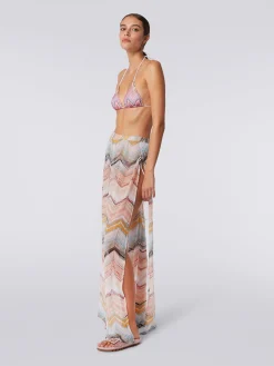 Pantalon de plage en viscose mélangée à zig zag avec lurex