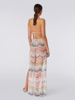 Pantalon de plage en viscose mélangée à zig zag avec lurex