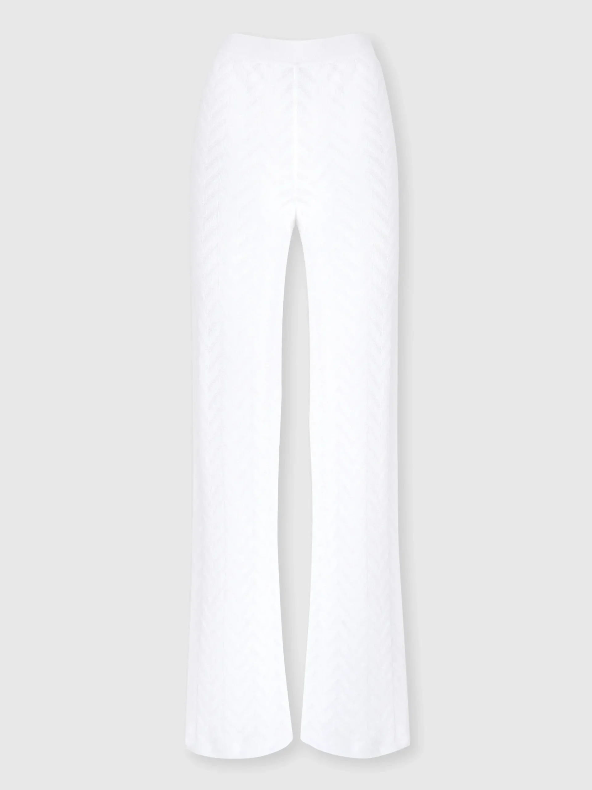 Pantalon droit à motif chevrons ton sur ton