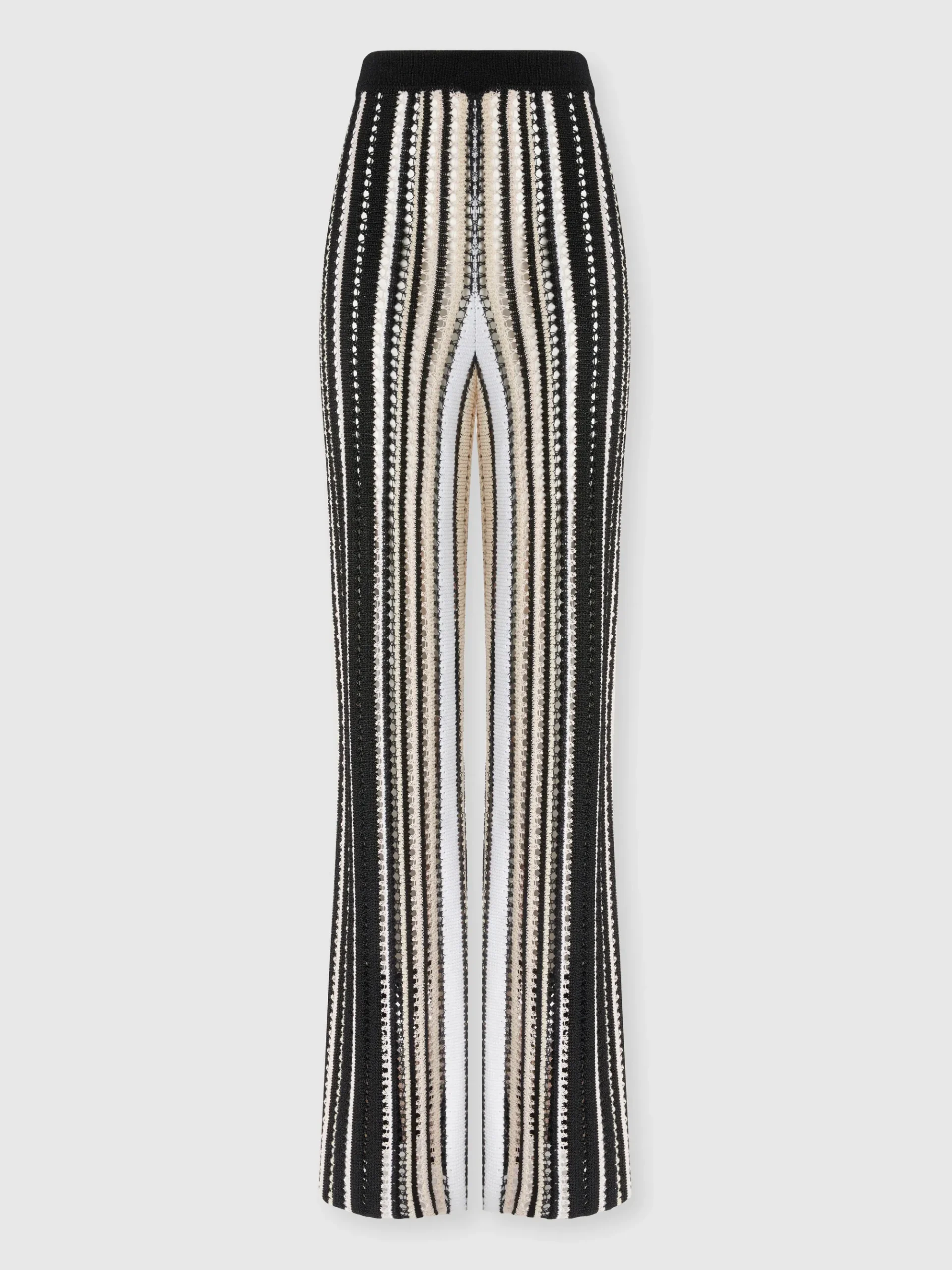 Pantalon droit en crochet rayé