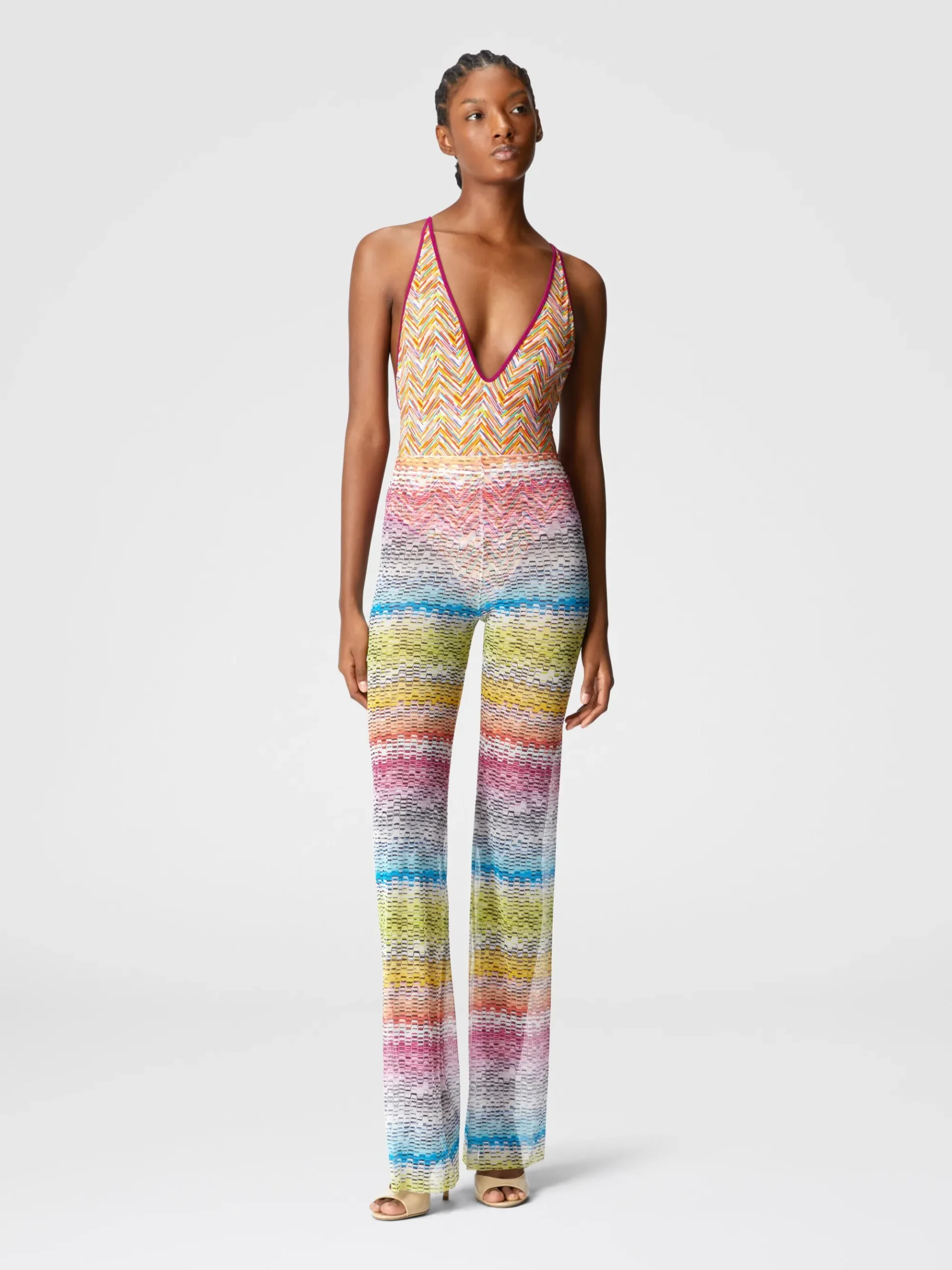 Pantalon droit en tulle imprimé