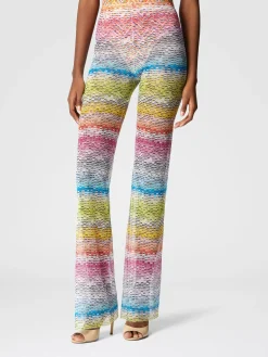 Pantalon droit en tulle imprimé