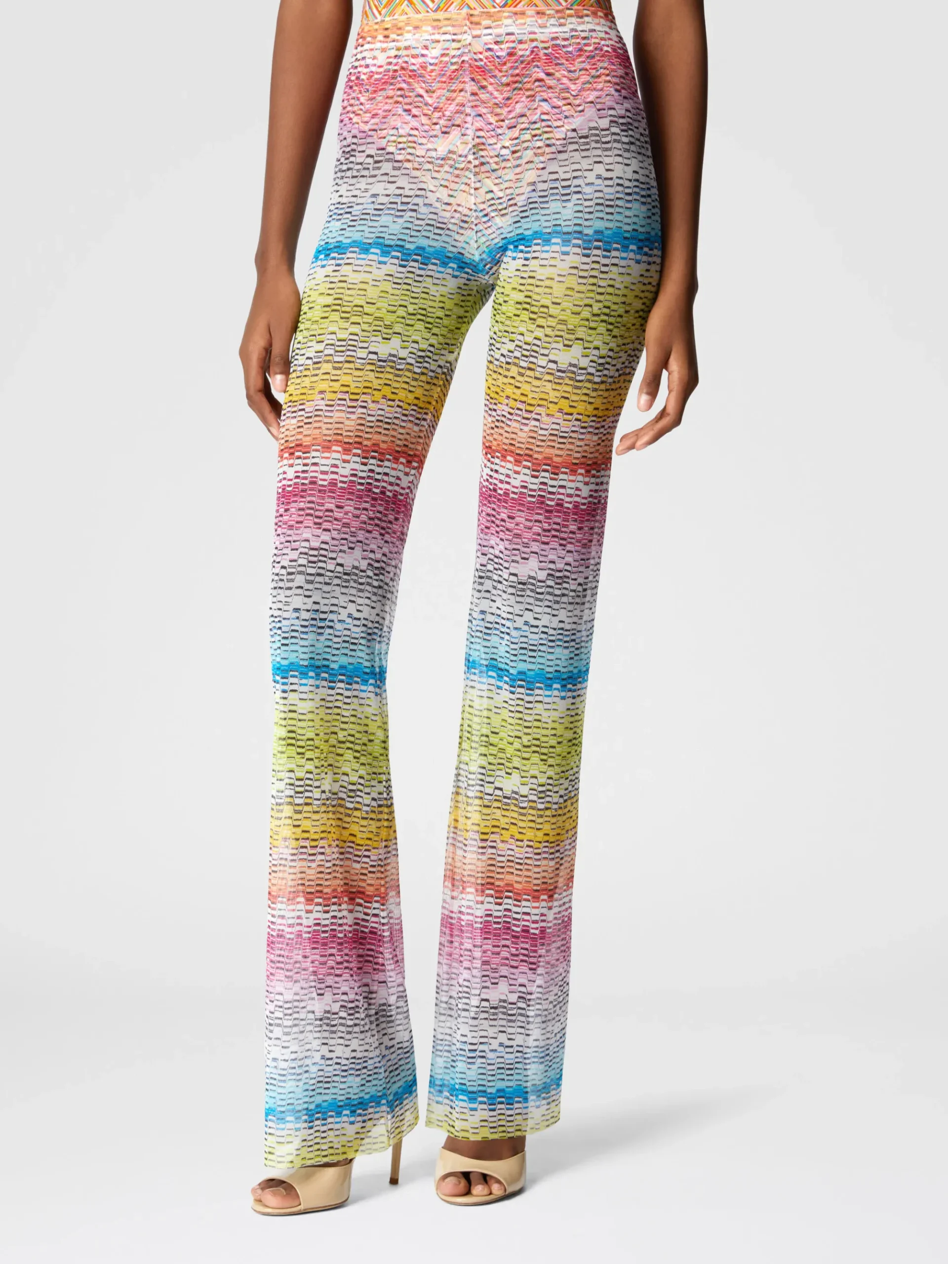 Pantalon droit en tulle imprimé