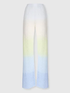 Pantalon droit en viscose dégradée à chevrons