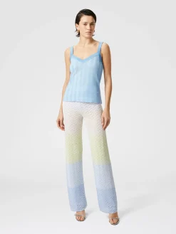 Pantalon droit en viscose dégradée à chevrons