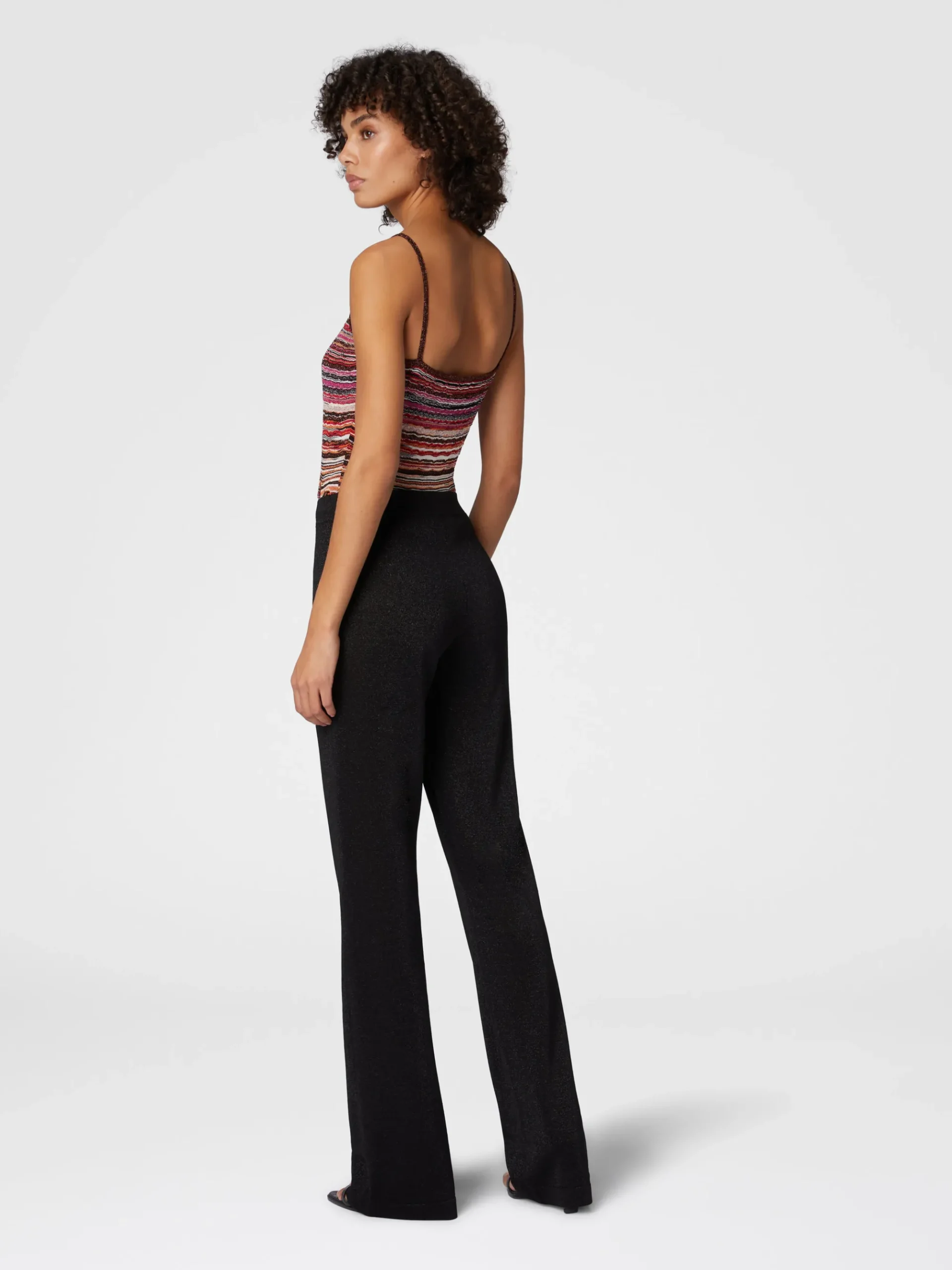 Pantalon droit en viscose lamée