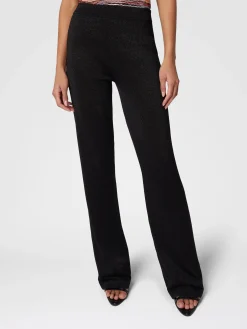 Pantalon droit en viscose lamée
