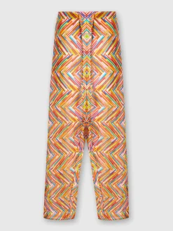 Pantalon en coton et soie mélangés imprimés avec cordon de serrage